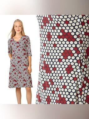 Svaha Dress Womens XS Red Polka Dot Virus STEM Science Organic Cotton Pockets